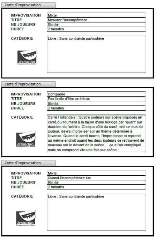 Générateur de cartes d'improvisation (XLS)